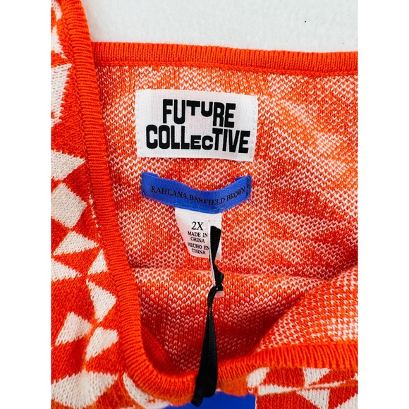 NWT Future Collection Kahlana Barfield Brown For Target Orange/ Cream Crop Top - Picture 6 of 12